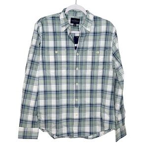 NWT Lucky Brand Men's Medium Button Down Green Casual Plaid Shirt